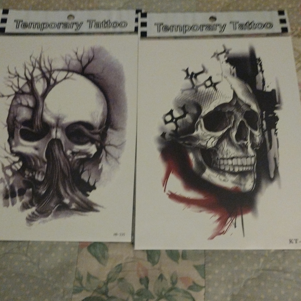New Skull Temporary Tattoos Set